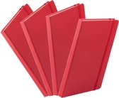 Set van 4x stuks luxe schriften/notitieboekje rood met elastiek A5 formaat - blanco paginas - opschrijfboekjes - 100 paginas