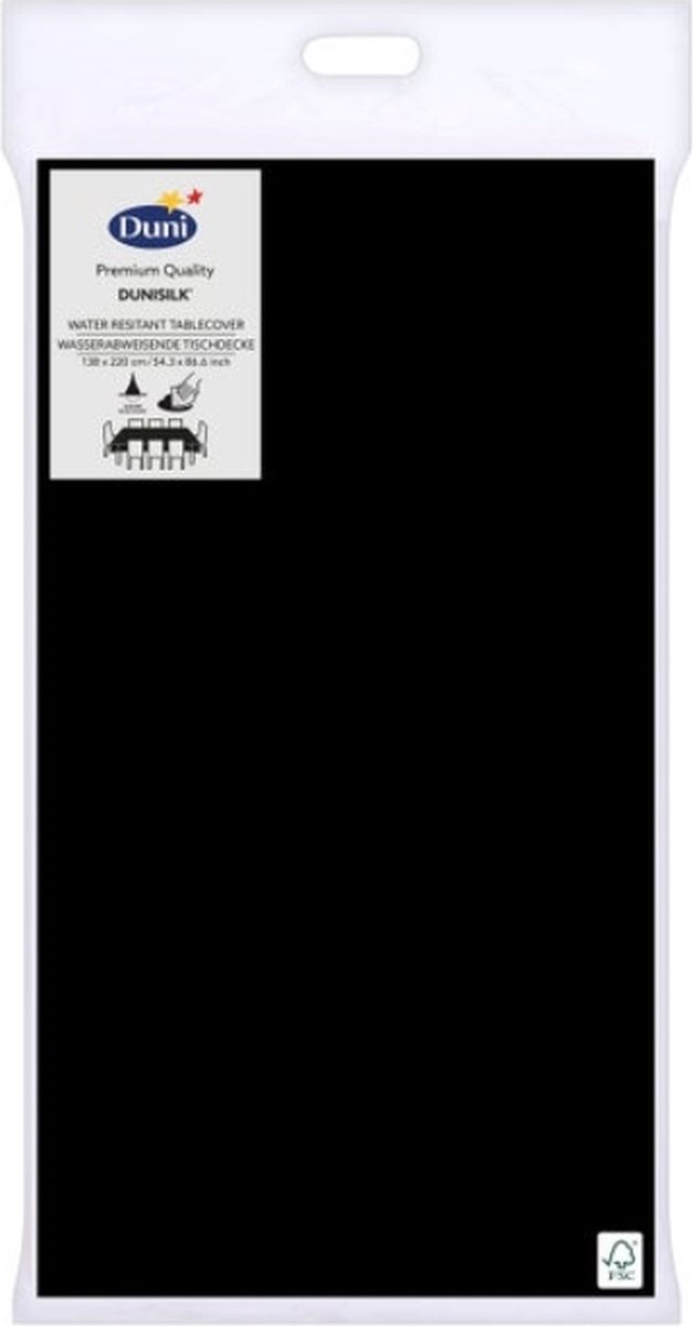 Zwart tafellaken/tafelkleed 138 x 220 cm herbruikbaar van papier met plastic laagje - duni