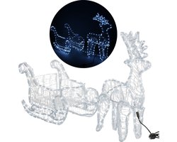 Renne Springos avec traîneau | Intérieur & Extérieur | 312 lumières LED | Blanc froid