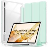 Phreeze Tri-Fold Tabethoes - Geschikt voor Samsung Galaxy Tab S7 11 Inch uit Hoes - Ingebouwde Standaard met Pen Houder - Licht Groen