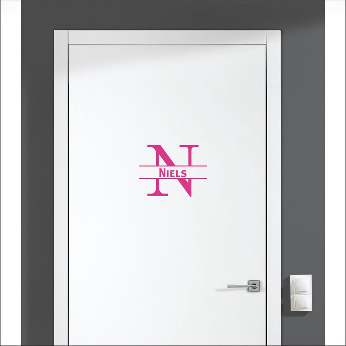 Deursticker Met Naam - Niels - Roze