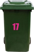 Kliko Sticker / Vuilnisbak Sticker - Nummer 17 - 21 x 17 - Roze