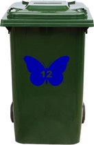 Kliko Sticker / Vuilnisbak Sticker - Vlinder - Nummer 12 - 14x21 - Blauw