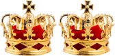 Funny Fashion 2x stuks mini koning/koningin kroontje goud 8 cm op haarclip