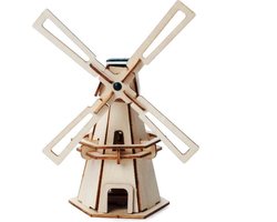 De Bouwplaats Bouwpakket Molen - Houten windmolen op zonne-energie - 8+ jaar