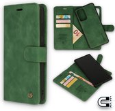 Casemania Hoesje Geschikt voor Apple iPhone 14 Plus Olive Green - 2 in 1 Magnetic Book Case