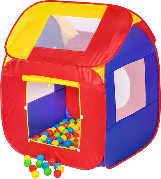 kindertent - met 200 kleurrijke ballen - kinderpark - opvouwbare speltent - met afneembaar plafond - kinderspeelhuis - kindertent - multicolor tent om mee te spelen