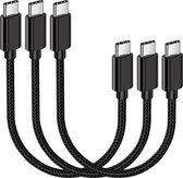 Phreeze Korte USB C Kabel - 60W - 20cm - Super Fast Charge - 3 Pack - Quick Charge - Universele USB C Kabel