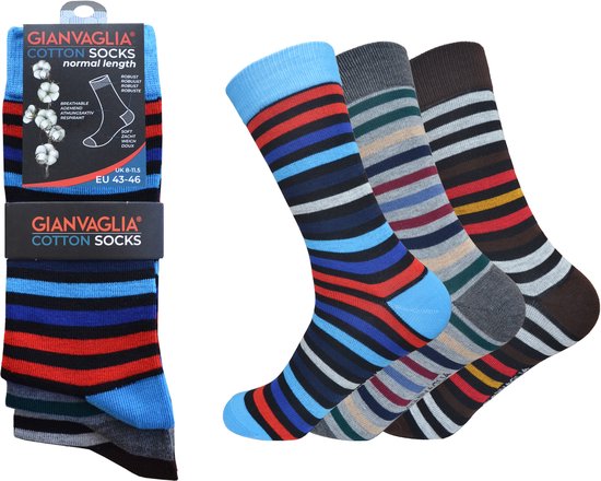 Sokken Unisex - 12 paar - Strepen - Maat 39-42 | Dames sokken | Heren sokken