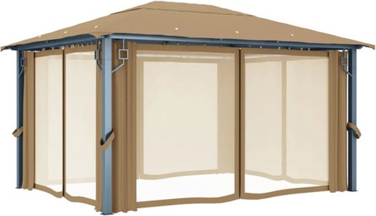 vidaXL Tonnelle avec rideau 400x300 cm Aluminium Taupe