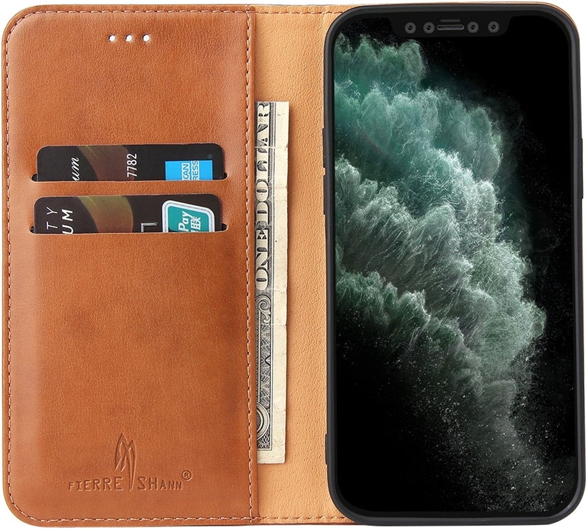 Mobiq - Premium Business Wallet iPhone 14 Pro Hoesje - bruin