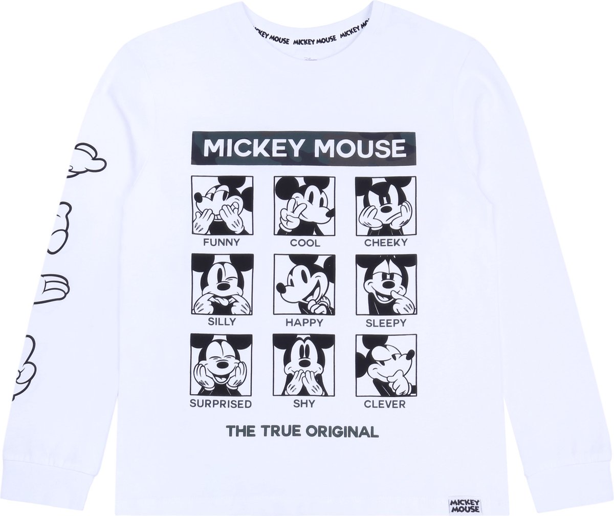 Witte Mickey Mouse - Shirt met Lange Mouwen / 98