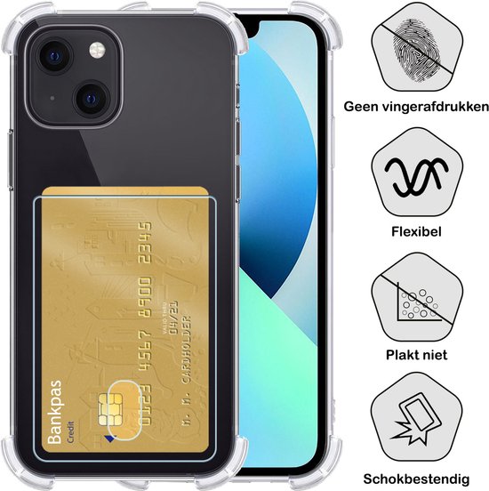 Coque pour iPhone 14 Plus avec porte-cartes - Coque pour iPhone 14 Plus Coque transparente antichoc - Coque pour iPhone 14 Plus avec porte-cartes - 2 PACK