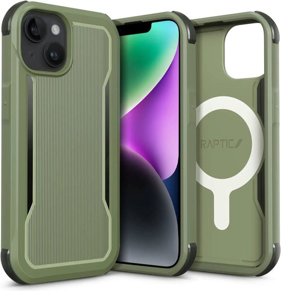 Coque Apple iPhone 14 Plus Raptic Fort MagSafe Testée Militaire Vert |  bol.com