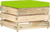 vidaXL - Hocker - sectioneel - met - kussen - groen - geïmpregneerd - hout