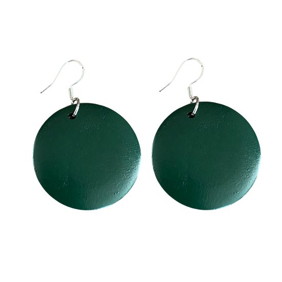 Lange Oorbellen-Groen-Zilveren oorbelhaken-3 cm-Hout- Charme Bijoux