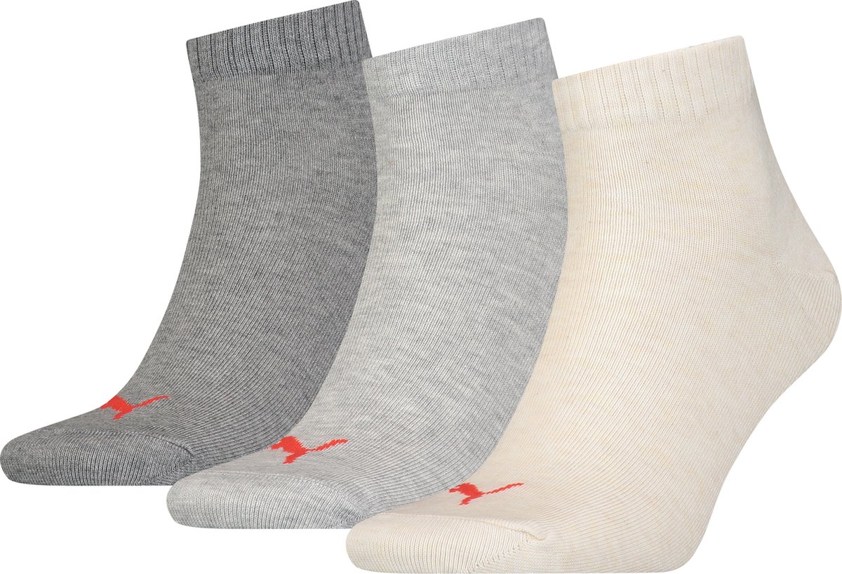 Puma Quarter Sokken Plain 3-pack Oatmeal Combo Beige