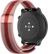 Strap-it Milanees bandje 20mm - luxe smartwatch horlogeband geschikt voor Samsung Galaxy Watch 42mm / Active / Active2 - 40 & 44mm / Galaxy Watch 3 41mm / Gear Sport - Amazfit Bip / GTS 1-2-3-4 / GTR 42mm - Roze/rood
