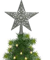 Kerstster/kerstboom piek/topper open - kunststof - zilver - H21 cm - Kerstversiering