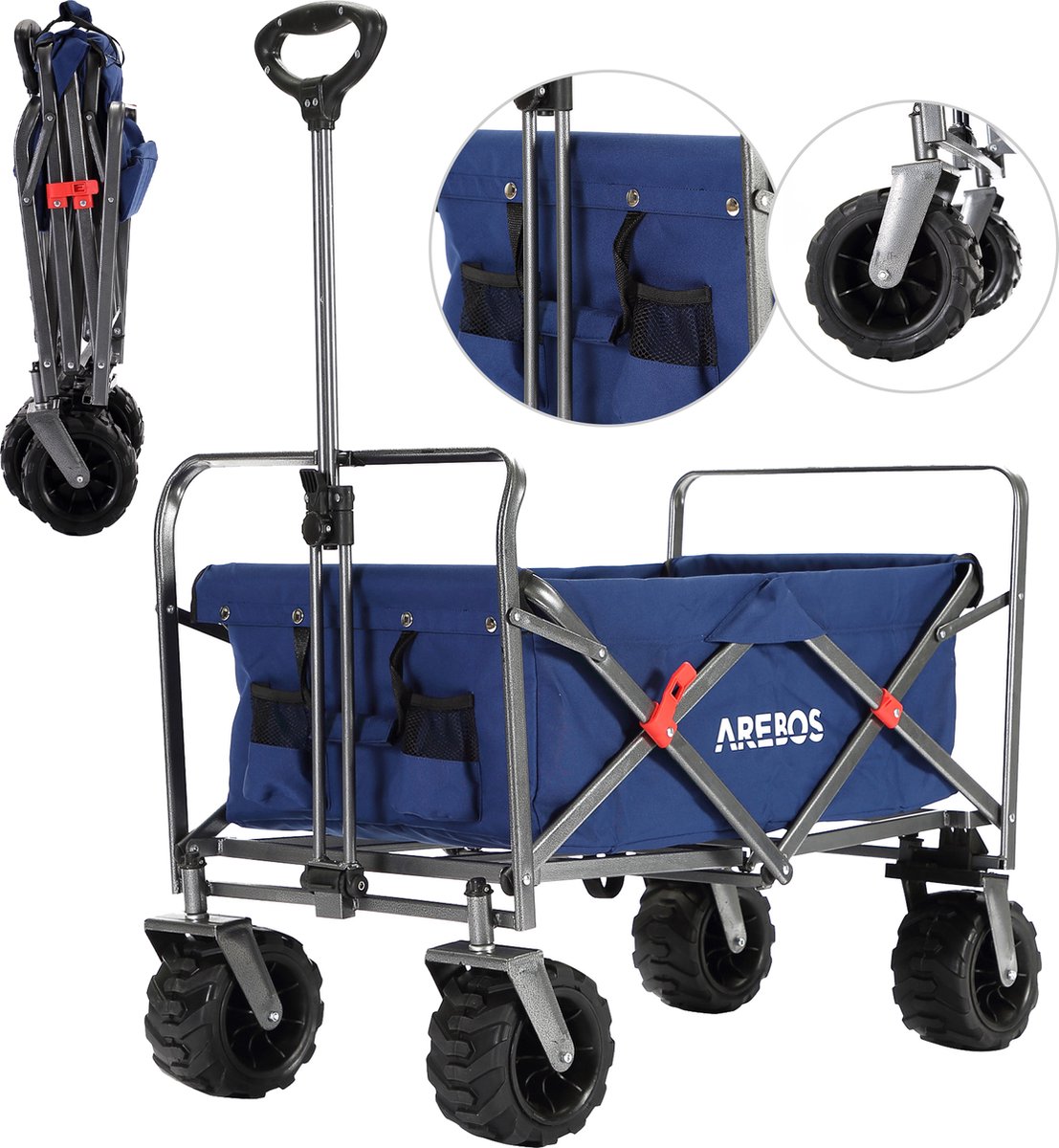 AREBOS Handkar | Transportwagen | Apparatuurwagen | Opvouwbaar | Blauw