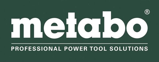 Metabo logo in wit op donkergroene achtergrond.