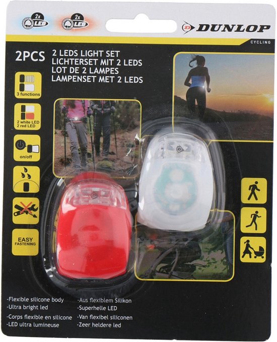 Dunlop LED Fietsverlichting Set 2 Rood + Wit