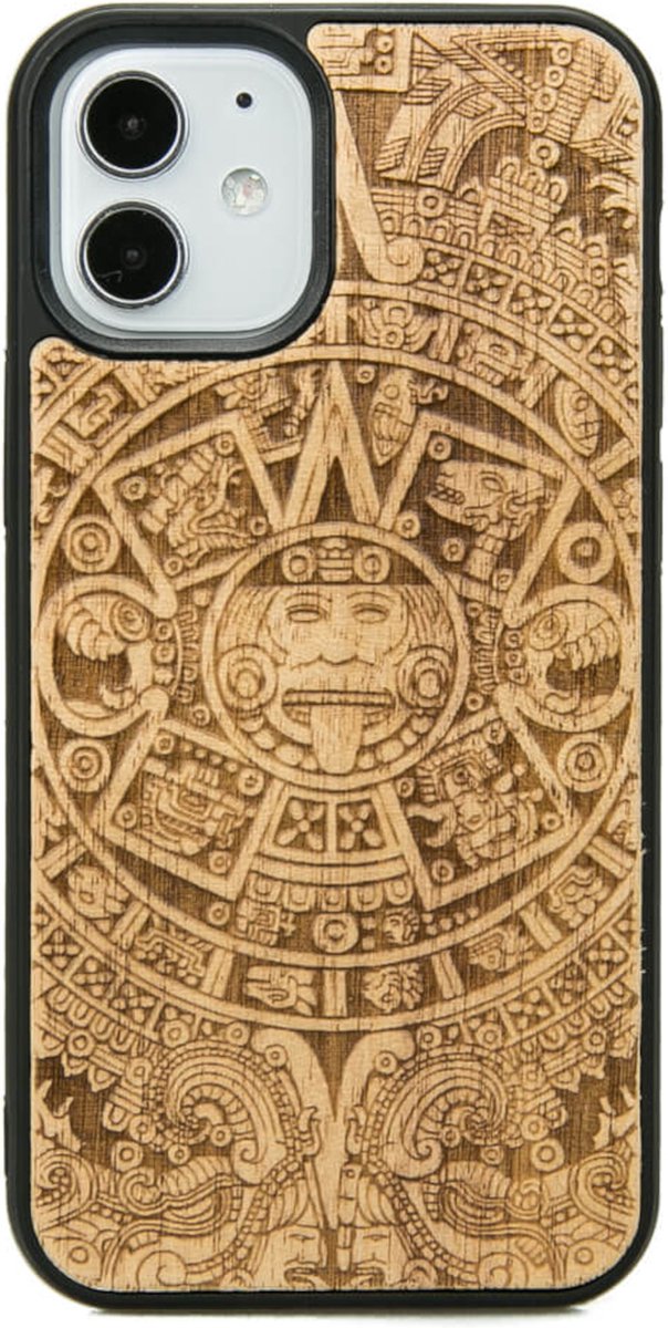 Bewood - Hoesje voor mobiele telefoon | Houten hoesje - Aztec Kalender Aniegre