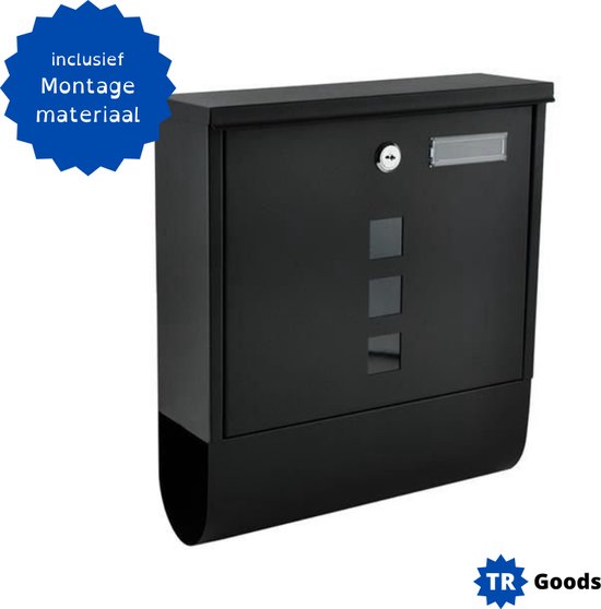 Moderne Wandbrievenbus Wit Met Krantenrol - Gegalvaniseerd Staal - V19