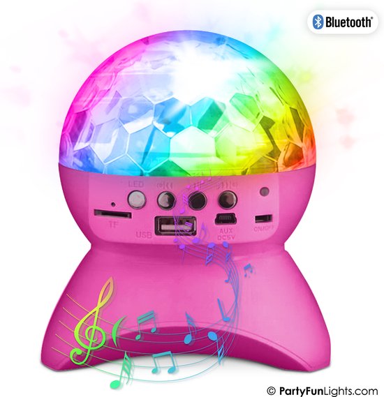 PartyFunLights - Enceinte de fête Bluetooth sans fil - effets lumineux - batterie rechargeable - rose