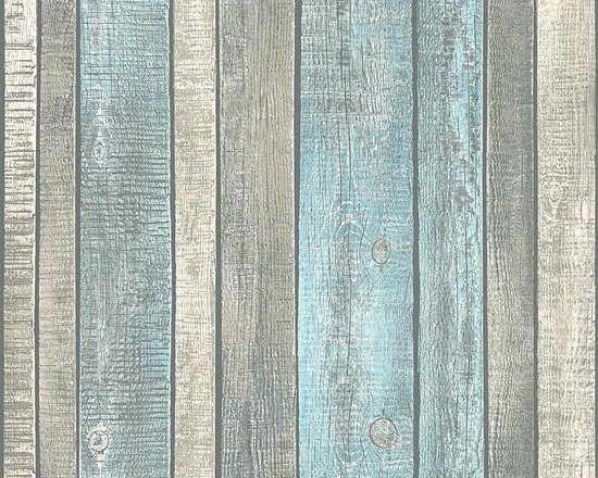 Vader fage Eed duidelijk A.S. Création behangpapier houtlook blauw, grijs en crème - AS-319932 - 53  cm x 10,05 m | bol.com
