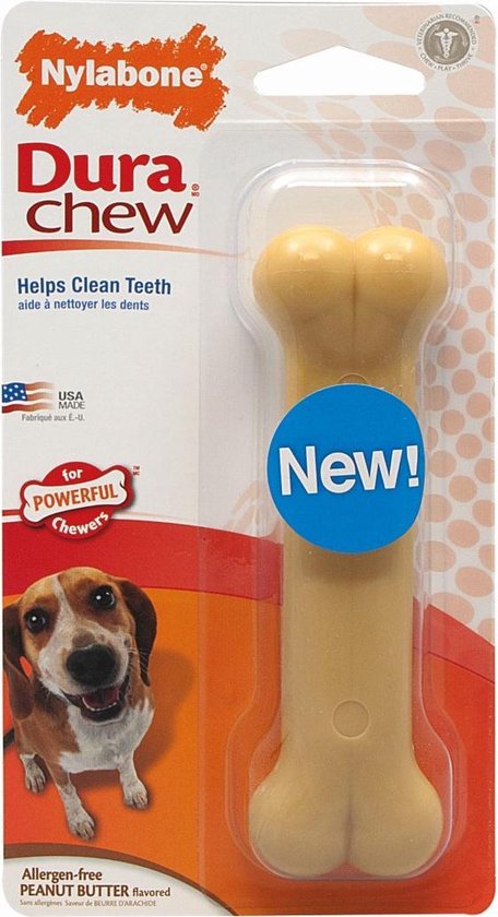 Nylabone Dura Chew Voor Harde Bijters Pindakaassmaak TOT 16 KG 13.5X4X1.5 CM