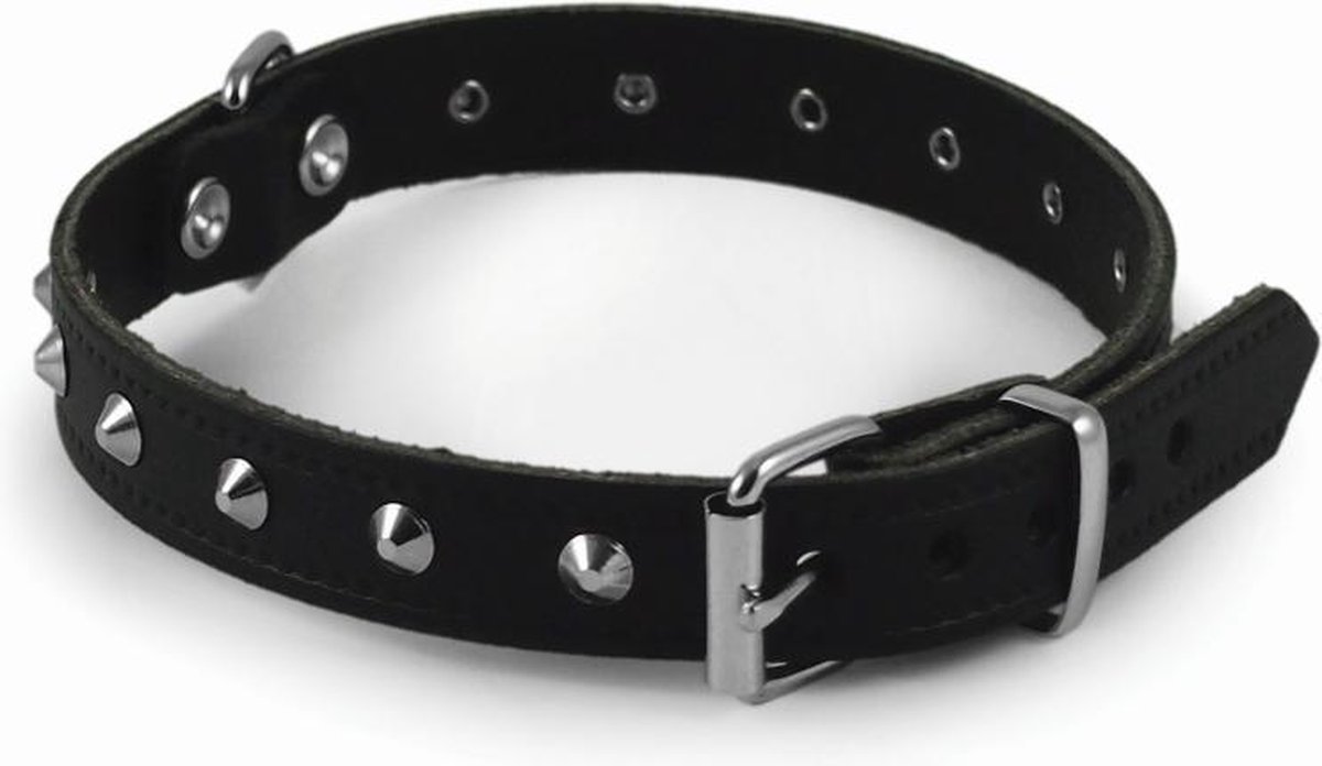 Nobby halsband leer, noppen zwart 28-35 x 1,4 cm – 1 st