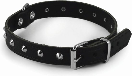 Nobby halsband leer, noppen zwart 28-35 x 1,4 cm - 1 st