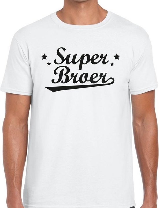 Super broer cadeau tshirt wit heren kado shirt voor broers XL