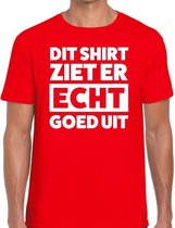 Dit shirt ziet er echt goed uit tekst t-shirt rood heren L