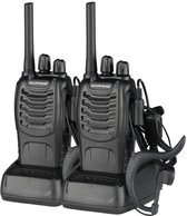 Baofeng 88E – Set van 2 Walkie Talkies – Tot 500 M Bereik – PMR446 – 0.5W – Met Oortjes – LED Zaklamp – Oplaadbaar – Voor Outdoor, Werk, Beveiliging & Meer