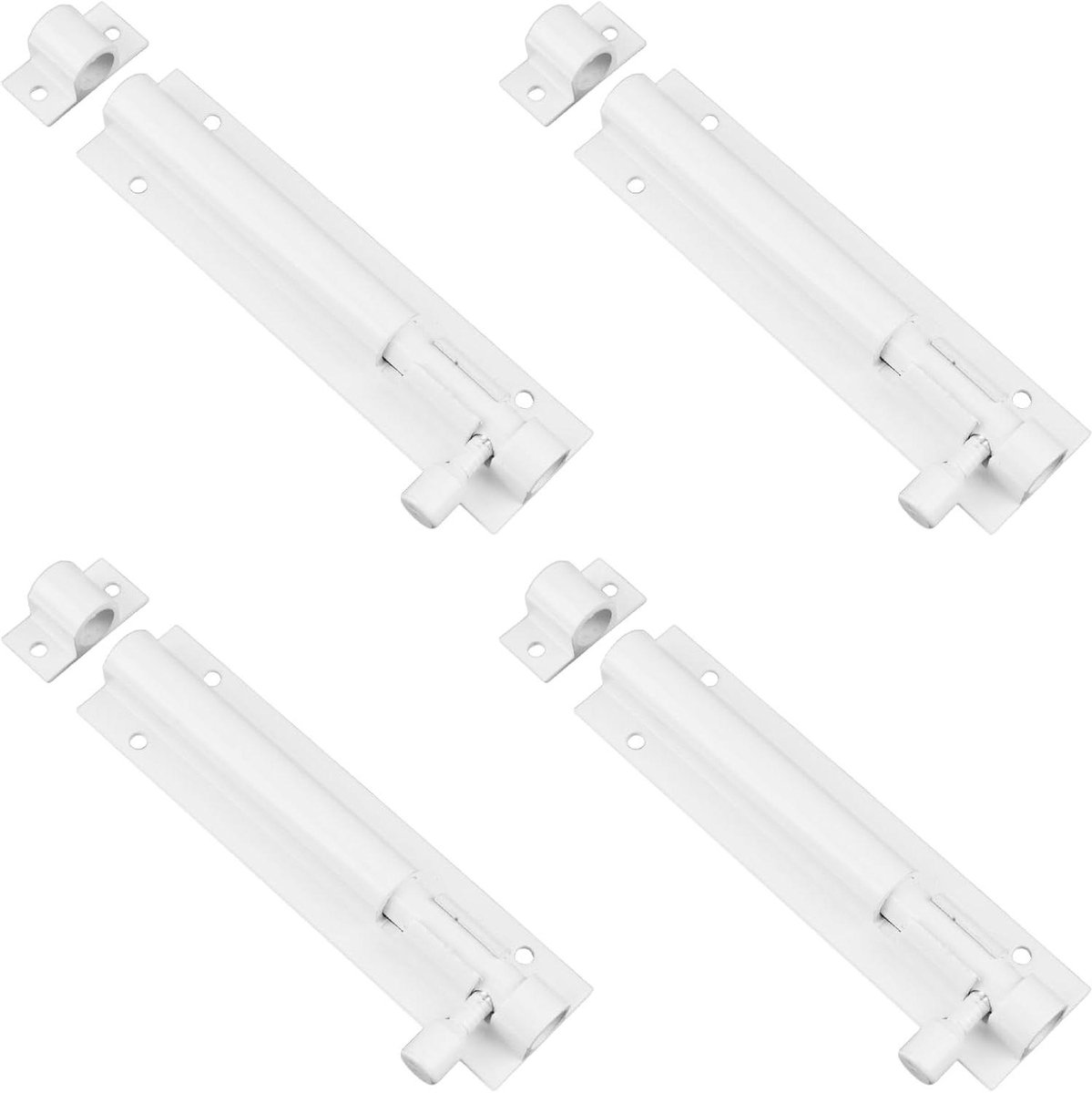 Allecto Premium - Barrel Bolt Deurvergrendeling Set van 4 stuks - Aluminiumlegering - Geschikt voor Deuren, Ramen, Kasten - Tuinpoort & Schuur - Met Hangslotgat - Wit