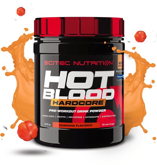 Foto: Scitec nutrition hot blood hardcore 375 gram guarana guarana 30 doseringen krachtige pre workout formule