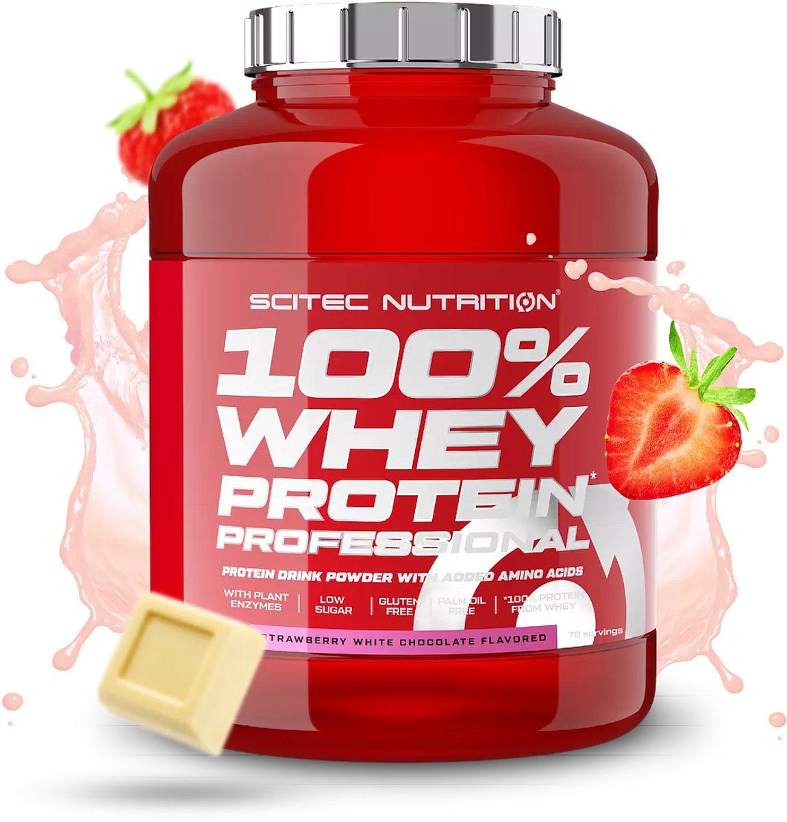 Scitec Nutrition - 100% Whey Protein Professional (Strawberry/White Chocolate - 2350 gram) - Eiwitshake - Eiwitpoeder - Eiwitten - Proteine poeder
