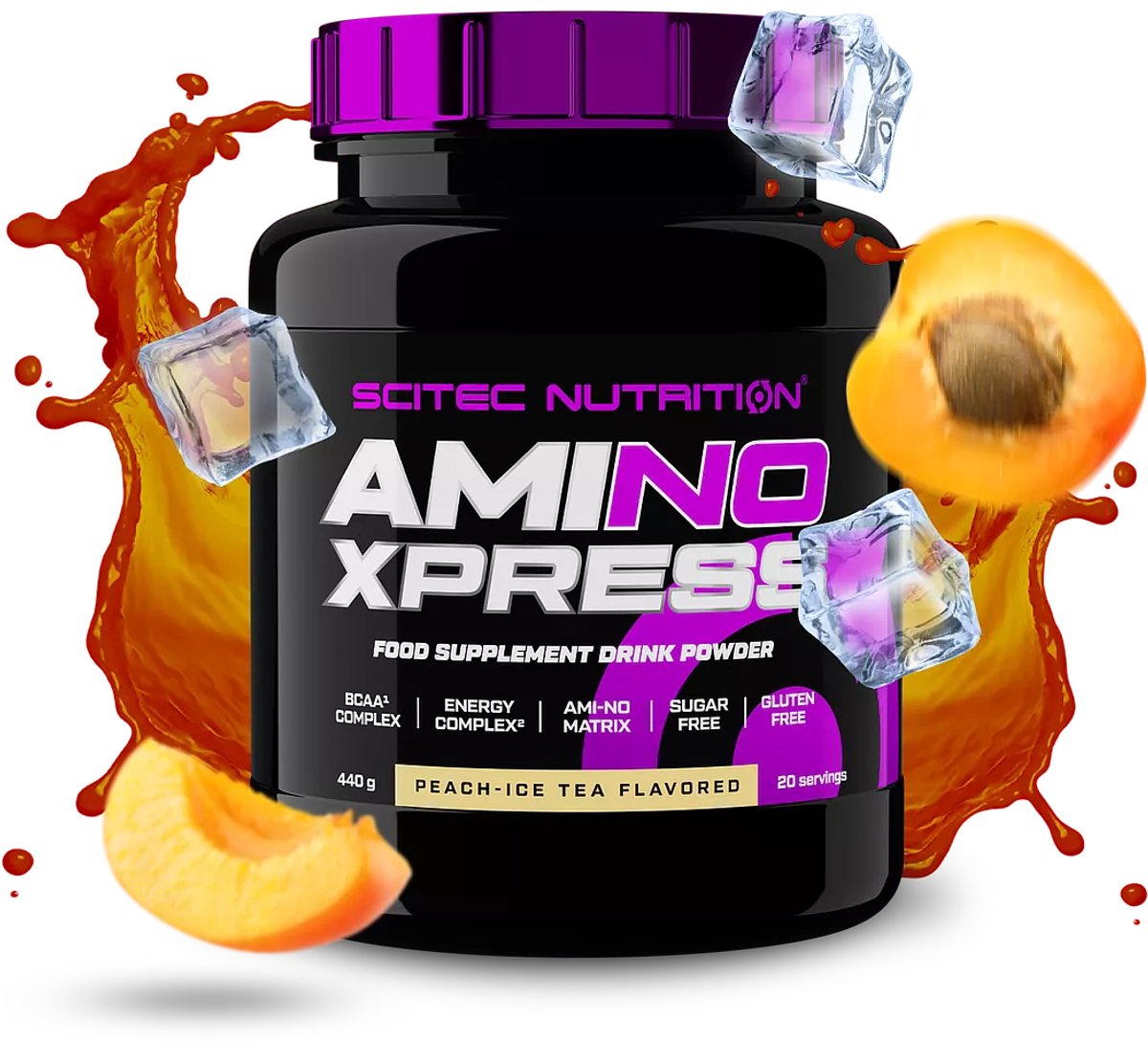 Scitec Nutrition® - Ami-NO Xpress (440 gram - Peach/Ice Tea) - Ice Tea Perzik - 20 doseringen - aminozuren - aminozuur - bcaa - l-isoleucine - l-leucine - l-valine - poeder