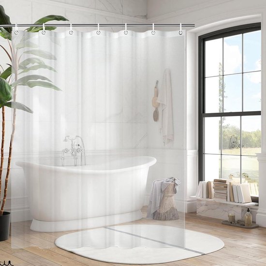 Daesar Badkamer douchegordijn waterdicht 165x200, douchegordijn schimmelwerend polyester voor badkuipen met blauwe strepen patroon