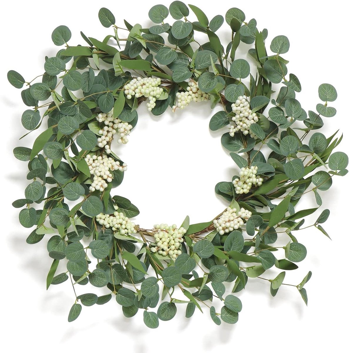 Allecto Premium - Kunstmatige Eucalyptus Krans 55cm Groene Blad Kkrans voor Zomer Festival Decoratie