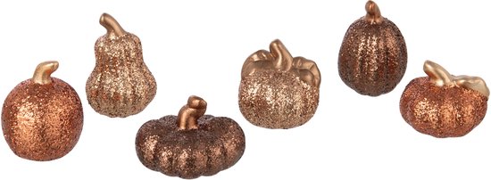 J-Line decoratie Pompoen - keramiek - mix - doos van 6