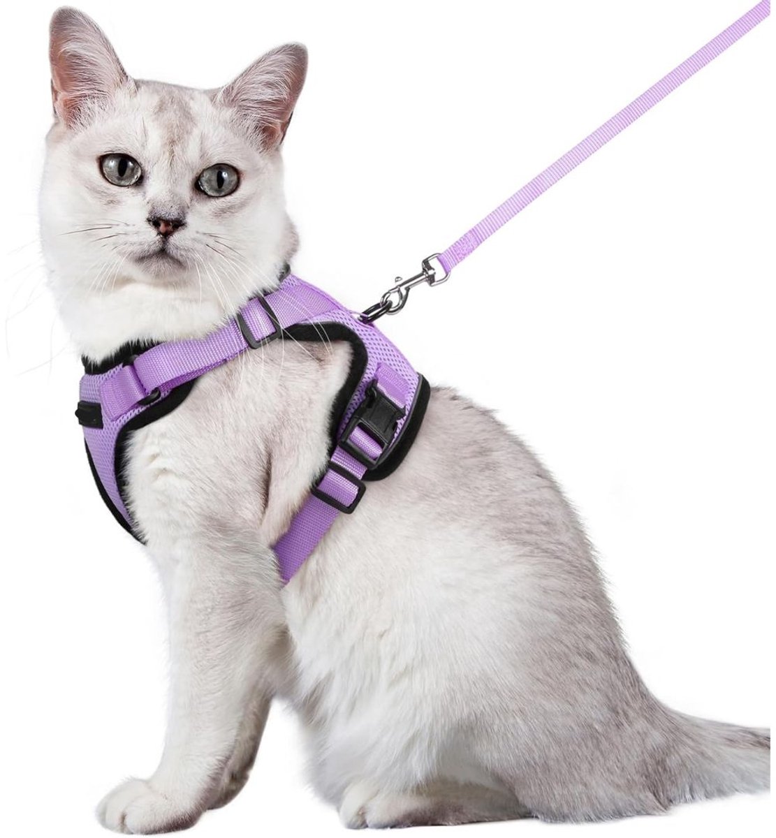 GTB® Kattentuigje met Looplijn - Kattentuigje - Kattenharnas - Lichtpaars - 22cm x 15cm x 5cm