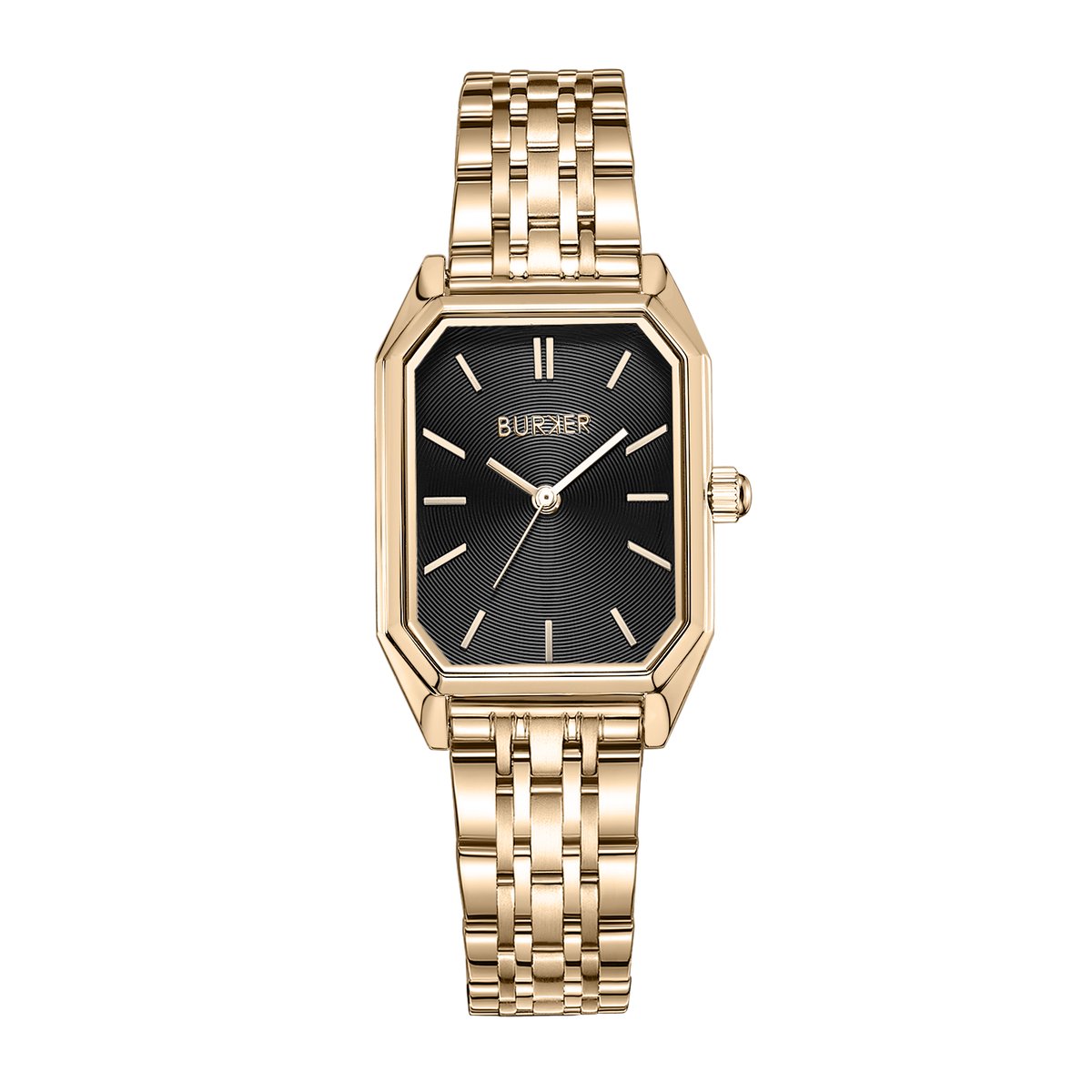 BURKER Isabell Horloge Dames - Rechthoekig - Goud Zwart - Schakelband - 28 mm
