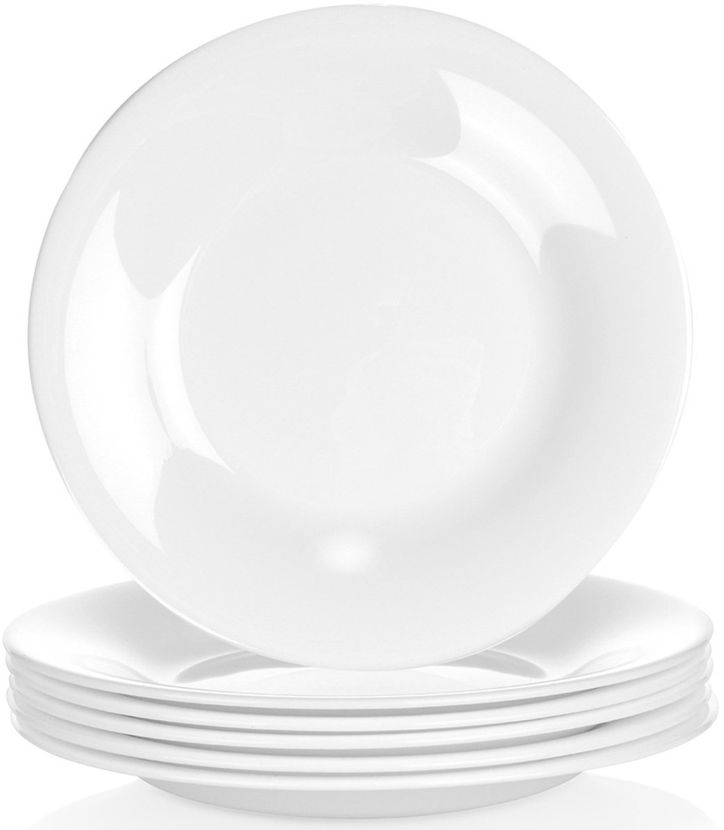 Dessertborden Glas Wit 18 cm 6 stuks - Set - Taart Bordjes - Bord - Ontbijtbord - Borden