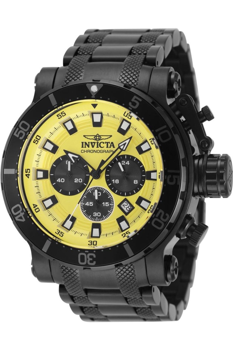 Invicta Coalition Forces 49229 Heren Horloge - Waterdicht - Analoog - Quartz Uurwerk - Roestvrij Staal met Gele Wijzerplaat - 52mm