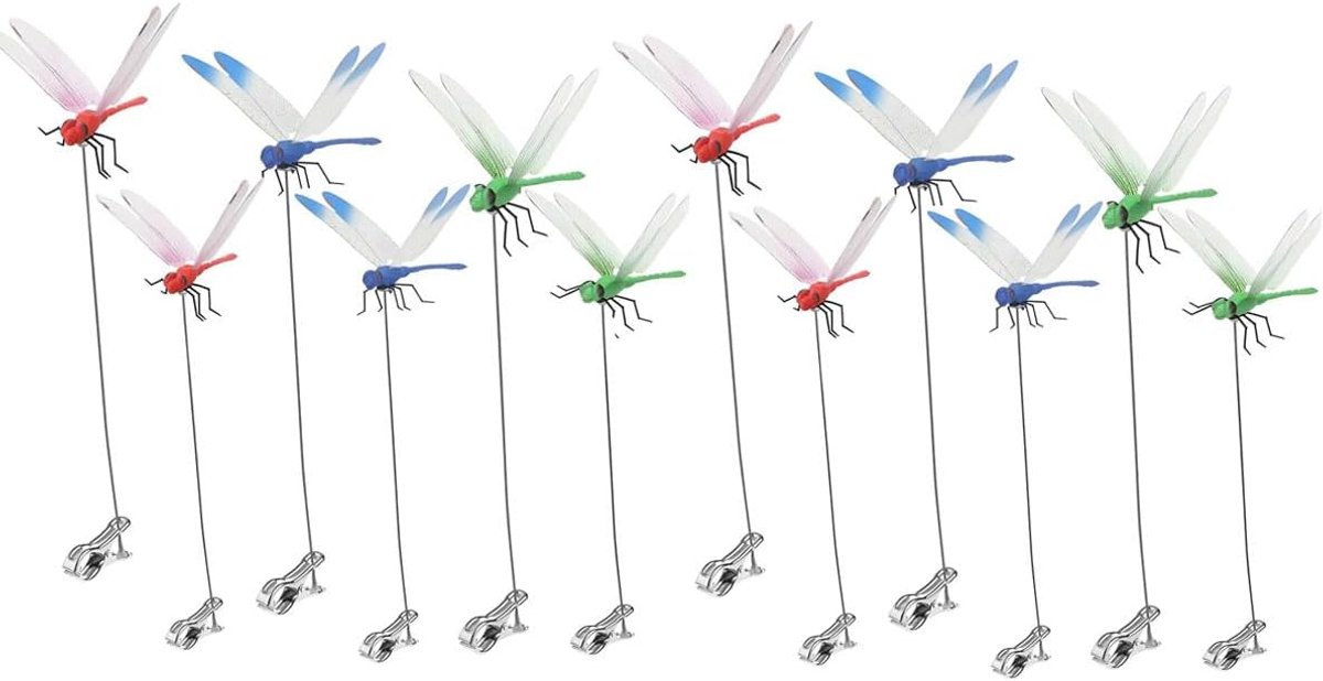 libellenklemmen - 3D-decoratieve libellentuinpalen - tuin decoratie voor buiten - tuin decoratie - vogel- en vliegenafweermiddelen voor binnen- en buitentuinen - 6-pack