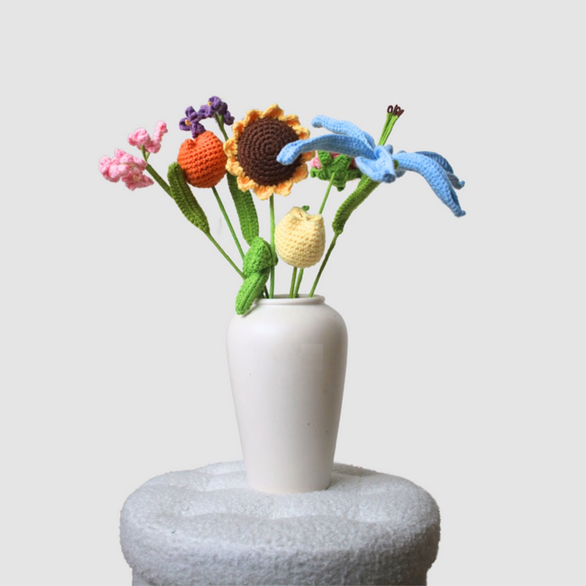 Woolbloom - kunstbloemen - Gehaakte Bloemenboeket - Kleurrijk boeket - Bloemcadeau - onderhoudsvrij