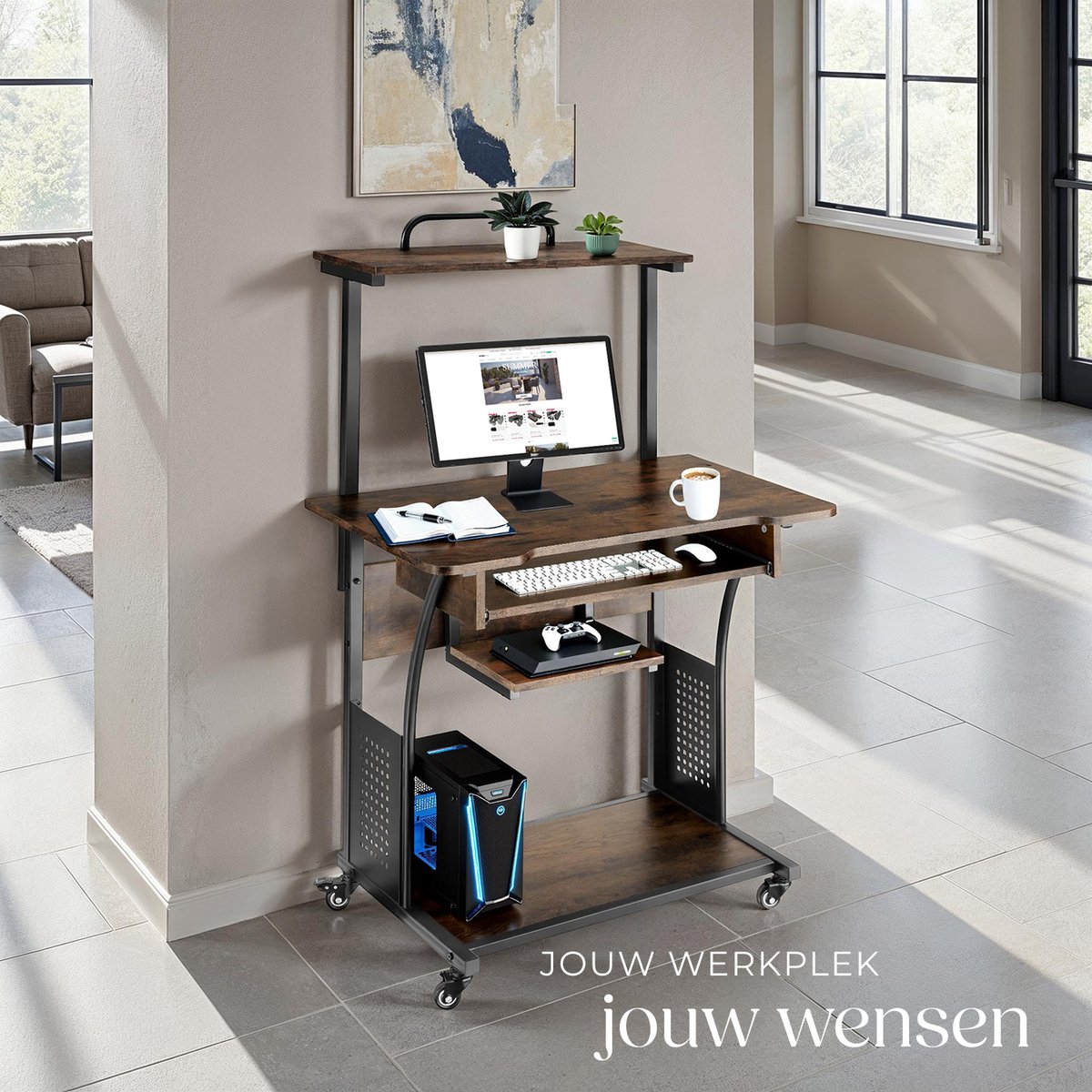 Tectake tectake Verrijdbaar Bureau - afbeelding 4
